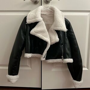 Fluffy "Leather-like" Jacket